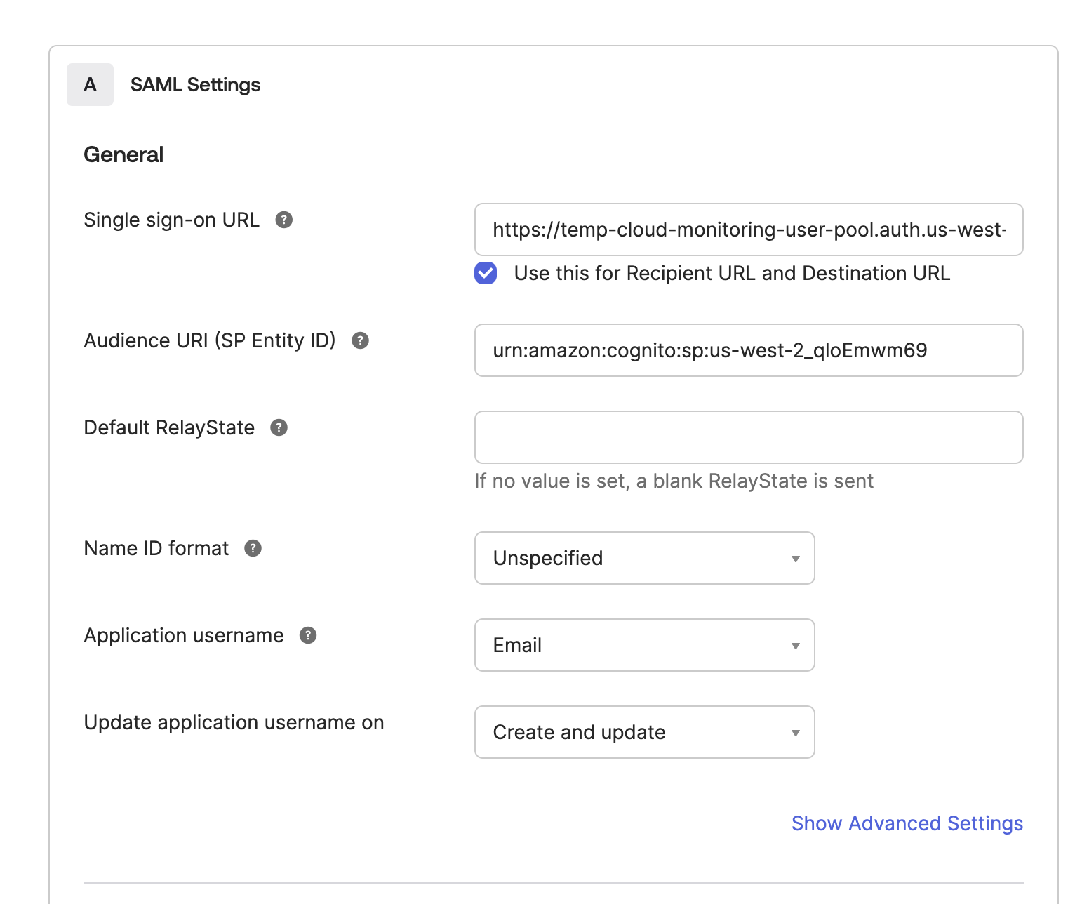 SAML Settings